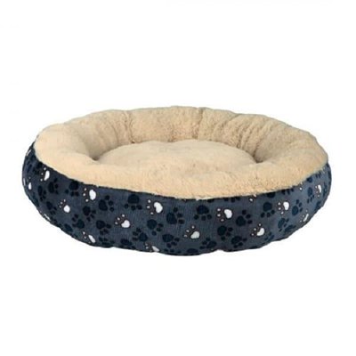 Лежак Пончик Trixie Tammy для собак и кошек плюшевый синий/бежевый в лапку ø 50 cm TX-37377 2078340490 фото