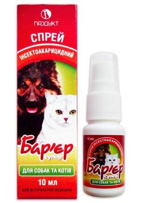 Спрей Барьер супер инсектоакарицидный для собак и кошек от блох, клещей и ушной чесотки 10 мл 690031 2016152248 фото