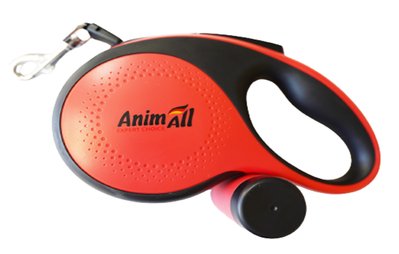 Повідець-рулетка з диспенсером S для собак вагою до 15 кг, 3м, червоно-чорна, AnimAll RETRACTABLE MS7016-B Енімал 1988507443 фото