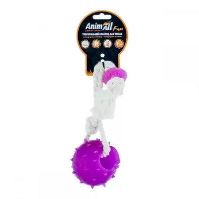 Іграшка AnimAll Fun куля з канатом, фіолетовий, 8 см 1379522843 фото