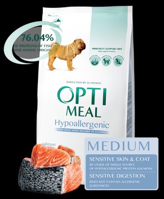 Сухой гипоаллергенный корм для взрослых собак средних и крупных пород Лосось 1,5 кг OPTIMEAL ОПТИМИЛ 1155752365 фото