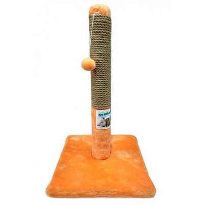 Когтеточка драпак столбик на подставке с помпончиком "Пушистики" оранж 50/30 см С-1 1737022353 фото