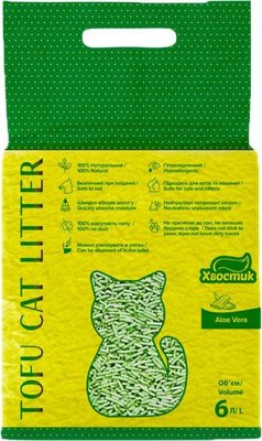 Соєвий наповнювач Тофу Хвостик Tofu Cat Litter Aloe Vera для котячого туалету, з ароматом алое віра, 2.6 кг/6 л (167650) 1795088412 фото