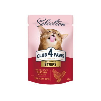 Влажный корм пауч для кошек Club 4 Paws Premium полоски с курицей в соусе, 85 г (8094) 1734427750 фото