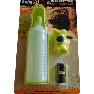 Набор для прогулок (бутылка+поилка+диспенсер+пакеты) Анималл MG8602 жёлтый 1362615885 фото