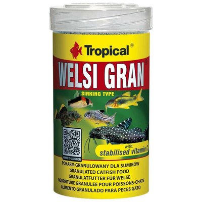 Tropical WELSI GRAN - гранулы для всеядных, плотоядных донных рыб и сухопутных черепах, 65г/100мл (604632) 1965261302 фото