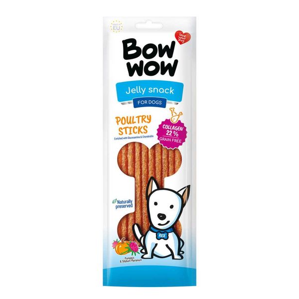 Ласощі для собак BowWow Jelly snack протеїнові палички яловичина, птиця, томати та гарбуз, 22 см BW882 2257642296 фото